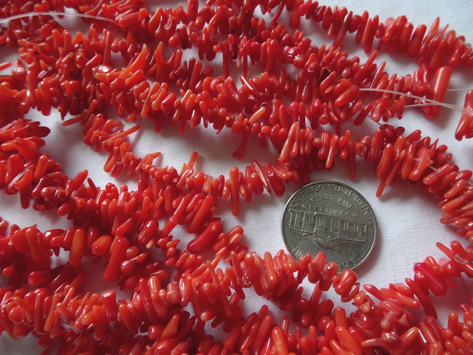 TWO 16 1/4″ Strands Small Red Coral Branch 5-12mm Long Beads CD A377 DNG