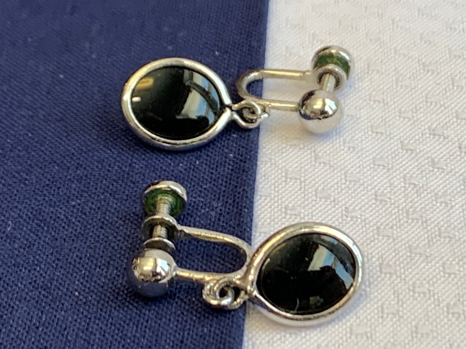 Sterling Silver Jewelry Set 4.82g Onyx Necklace & Earrings Amco Jewels *READ*