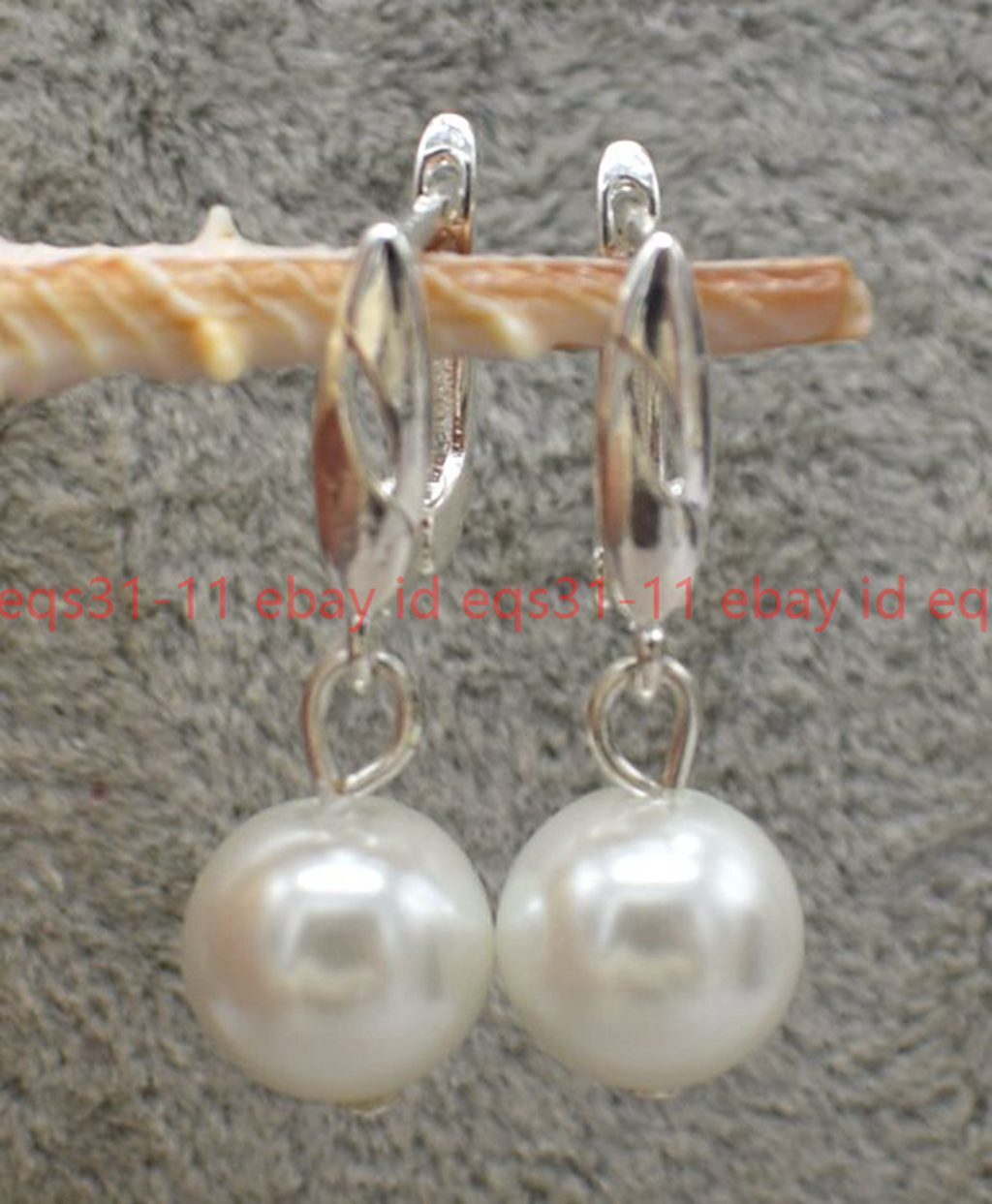 Beautiful Pretty 12mm White Shell Pearl Classic Round Beads Leveback Earrings
