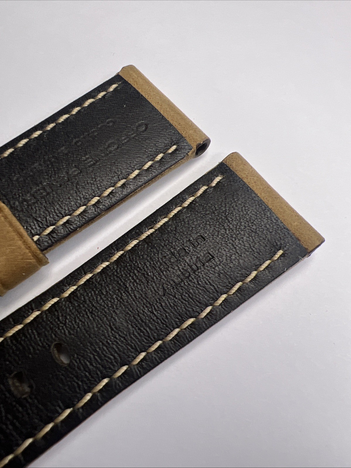 Panerai 26mm x 22mm Tan Light Brown Leather Strap Band w/ Ivory Stitching