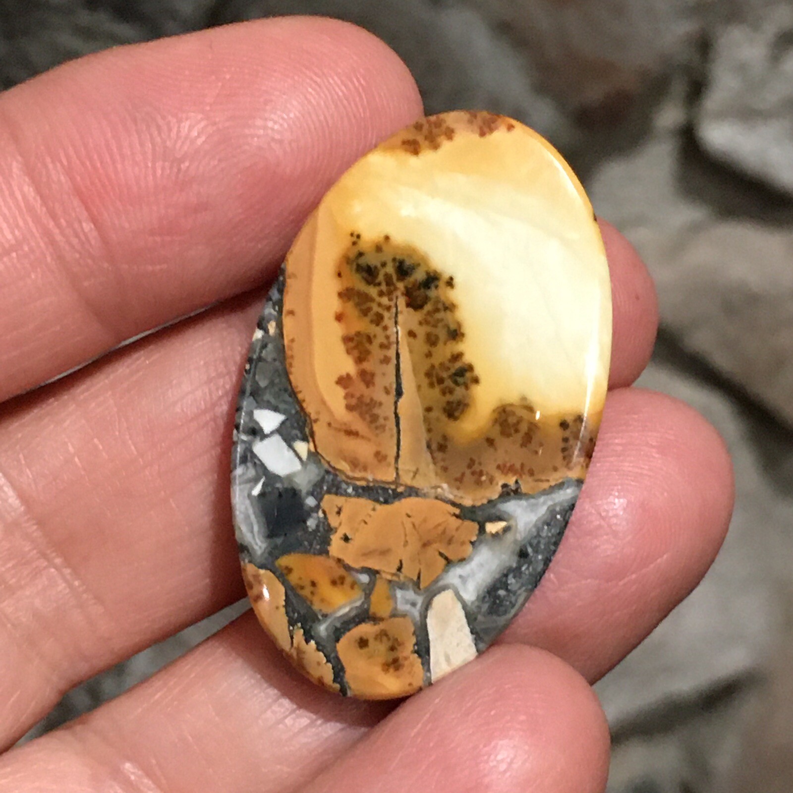 35.5×21.3×5.3mm Scenic Maligano Jasper Oval Cabochon Collectors Picture Stone