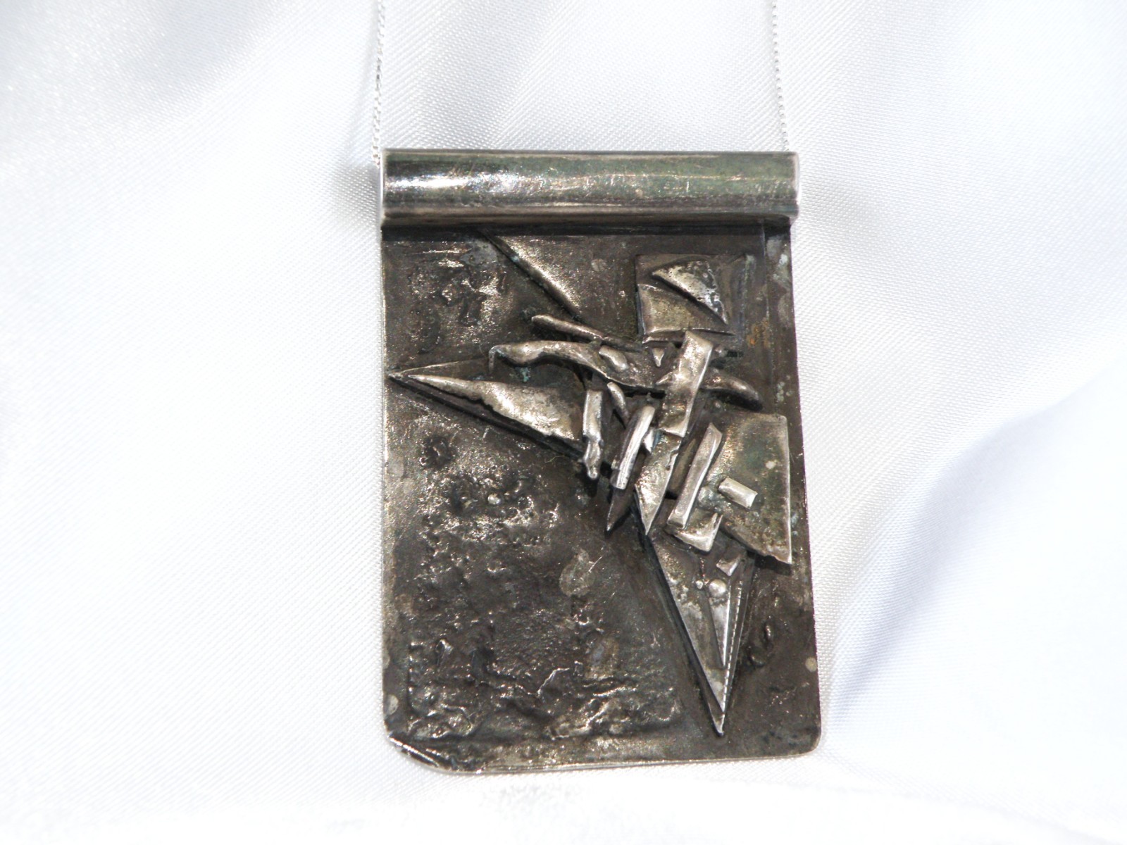 Vintage Brutalist Sterling Silver 925 Studio Huge Pendant Necklace