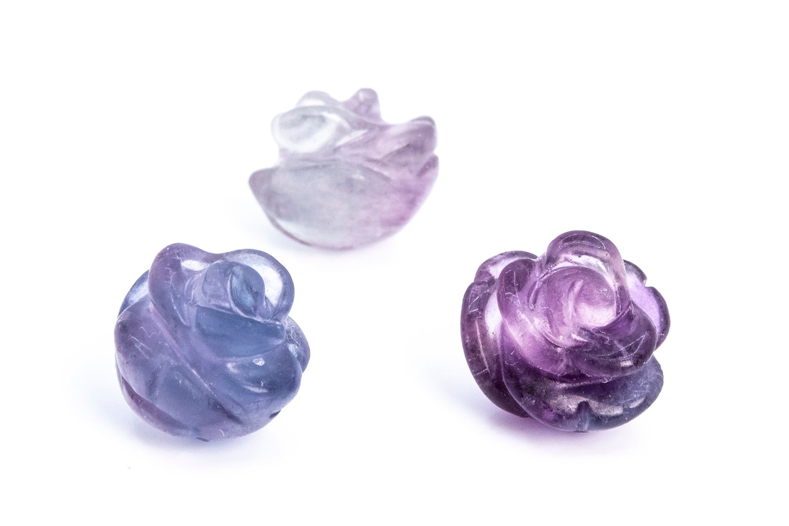 5 Pcs Purple Fluorite Rose Carved Beads Grade AAA Gemstone Beads 8/10/12MM