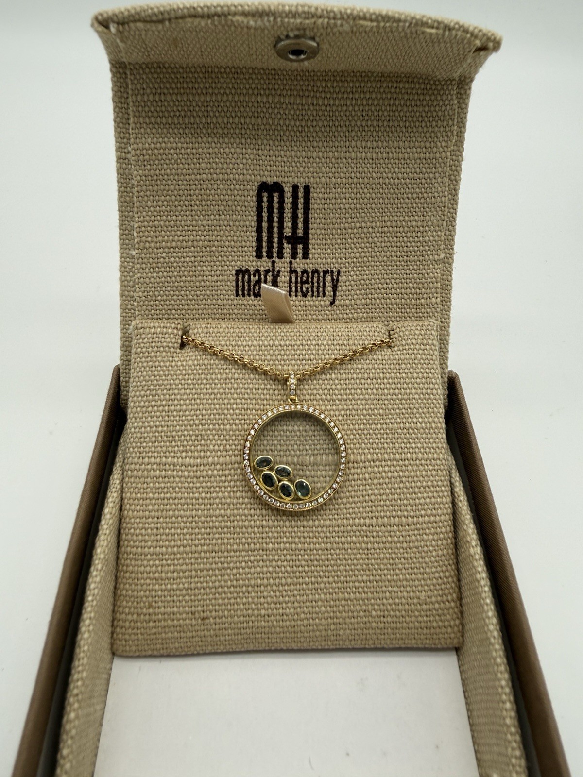 Mark Henry 18K Gold Natural Alexandrite Diamond Pendant Necklace 0.70CT w/Box