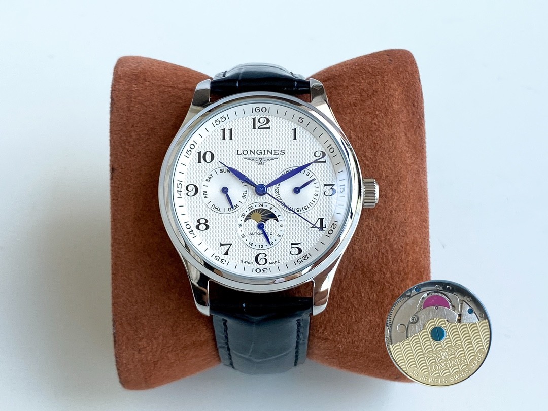 Longines Master Collection Men’s Automatic Moonphase Watch 40mm Leather