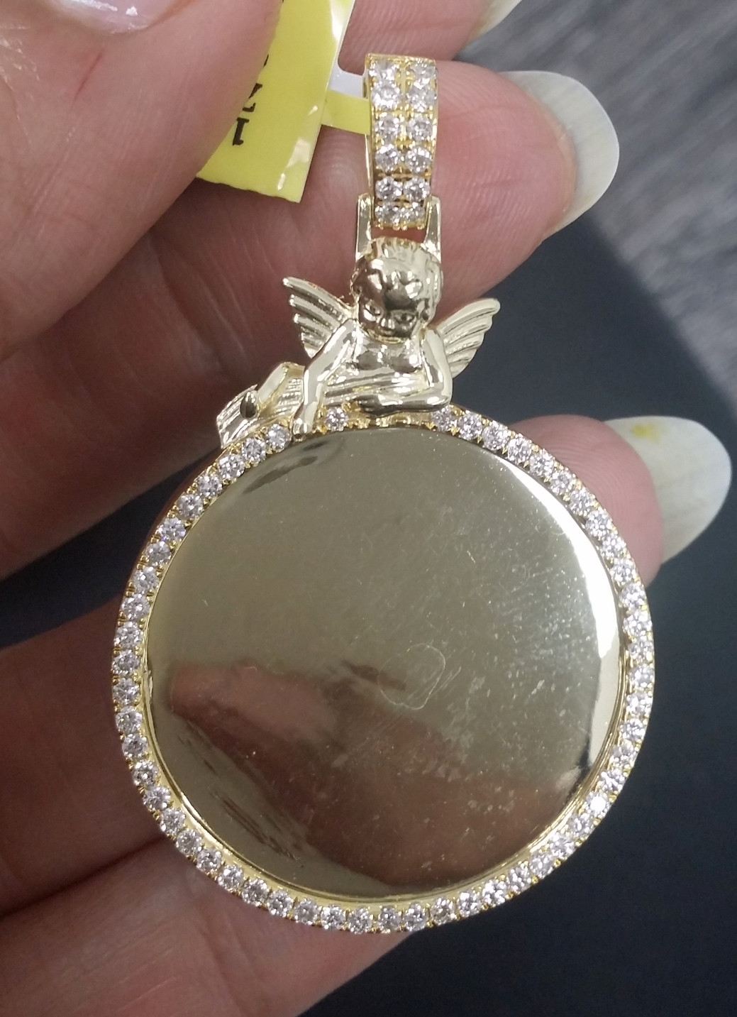 14K Yellow Gold Over Picture Memory Charm Mens Perfect Pendant Diamonds 2.90 ctw
