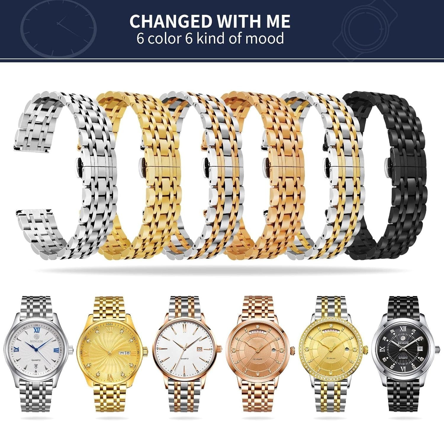 Durable 316L Stainless Steel Watch Band, Multiple Sizes & Colors for Men & Women