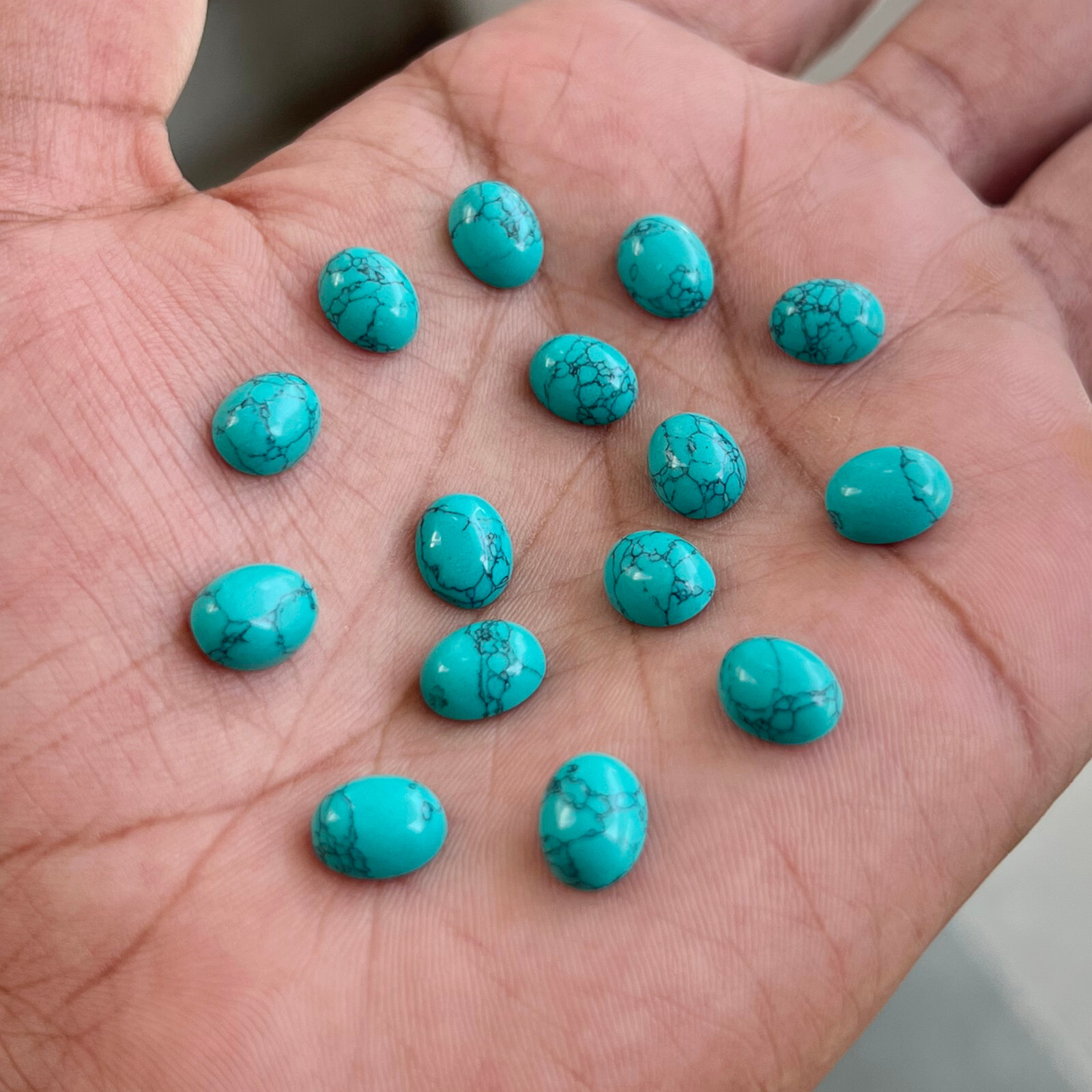 Synthetic Blue Turquoise Oval 3×5 mm to 15×20 mm Cabochon Loose Gemstone Lot