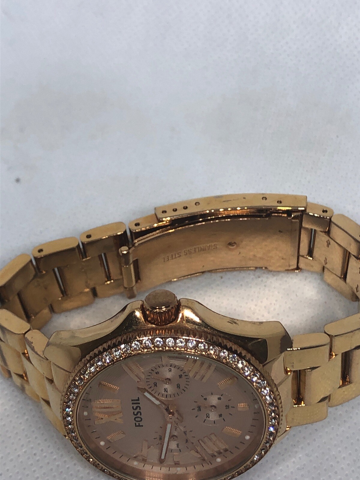 Fossil AM4483 Women’s Stainless Steel Analog Rose Gold Dial Genuine Watch HG55