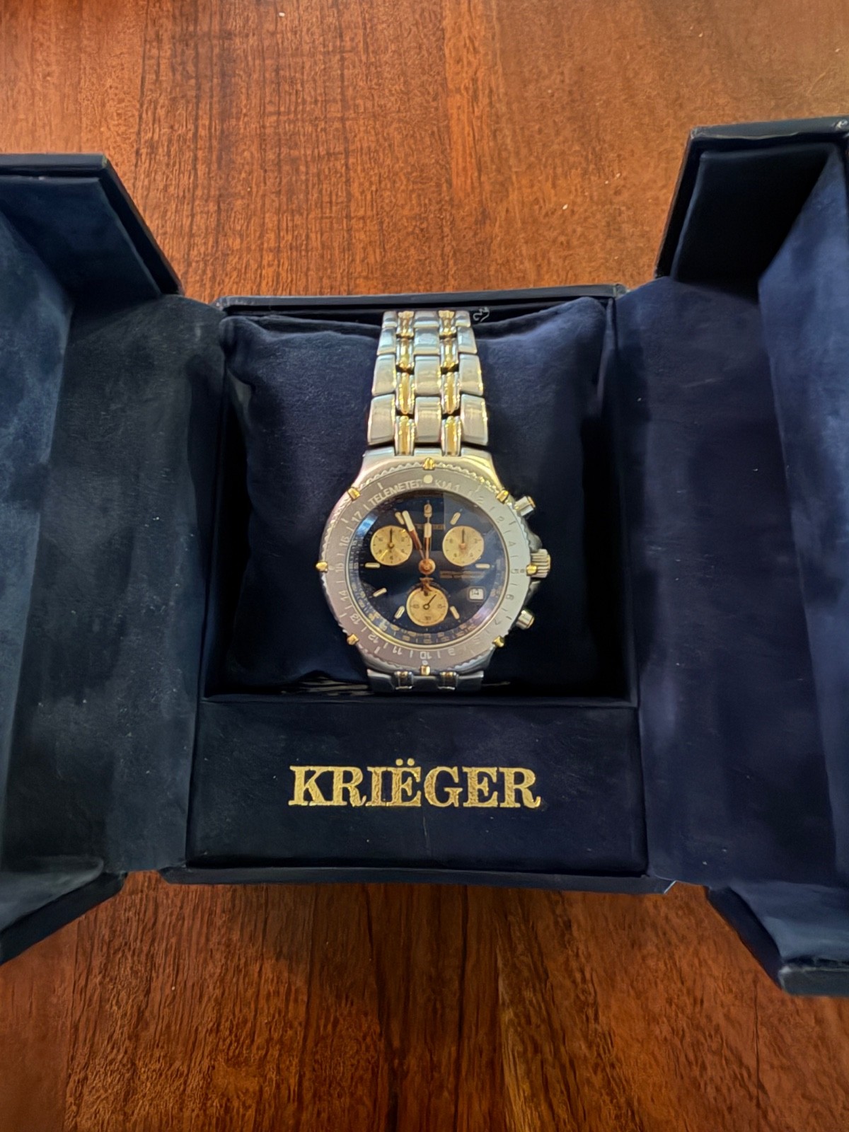 Krieger 18k Gold/ Stainless Steel Chronometer 40mm 27 Jewels Swiss Quartz Men’s