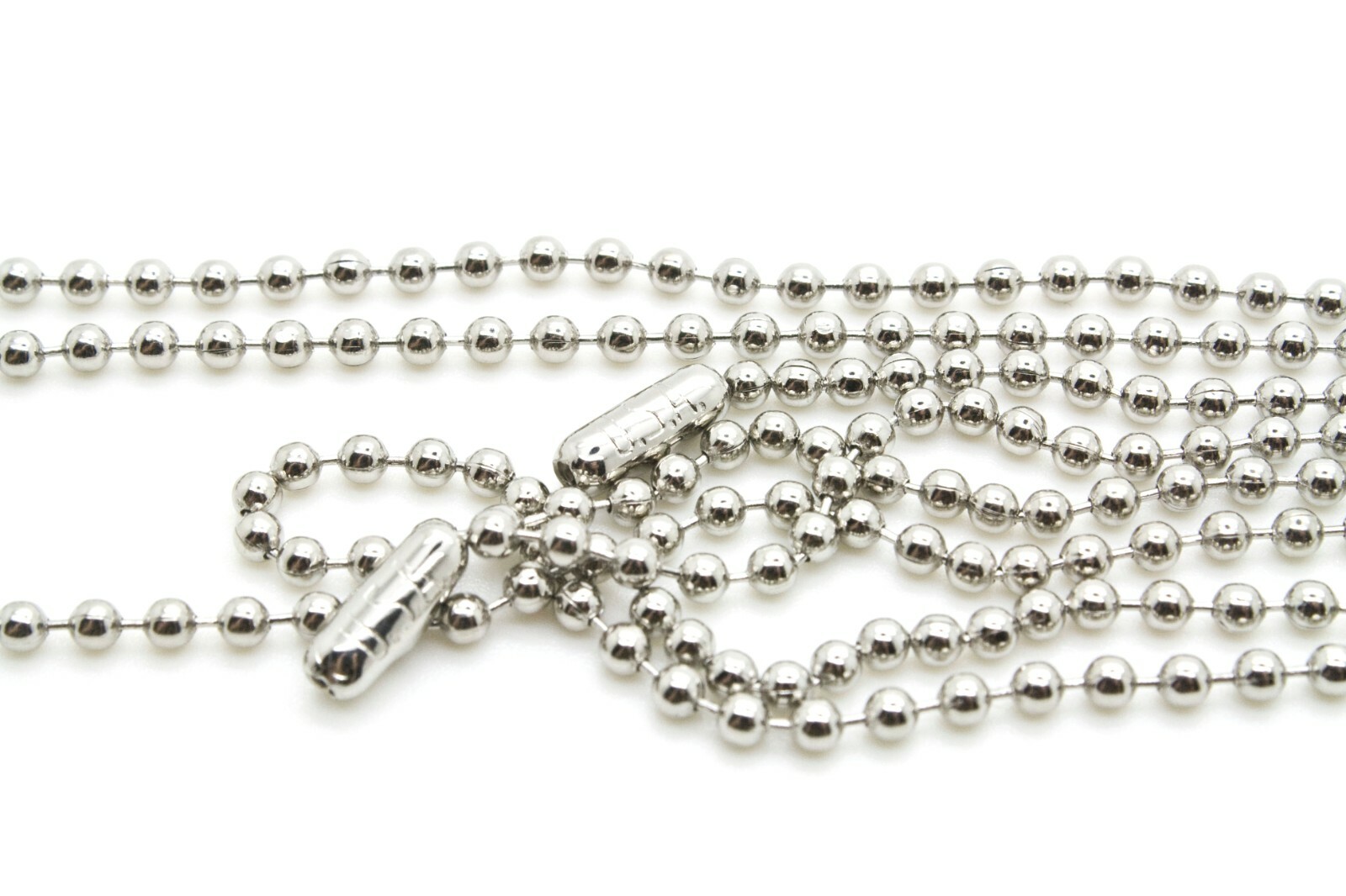 LOT 100 BALL CHAIN NECKLACES 24″ OR 30″ LENGTH ~ 2.4mm BEAD WITH FREE SHIPPING