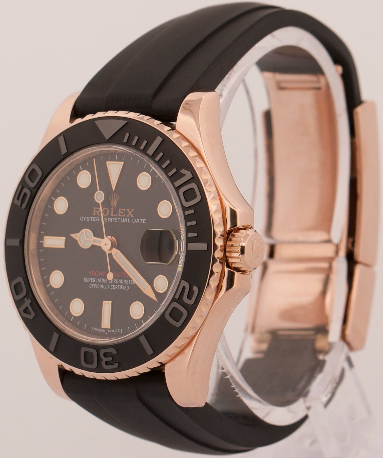 Rolex Yacht-Master BLACK 18K Rose Gold OYSTERFLEX Rubber 37mm 268655 YM1 Watch