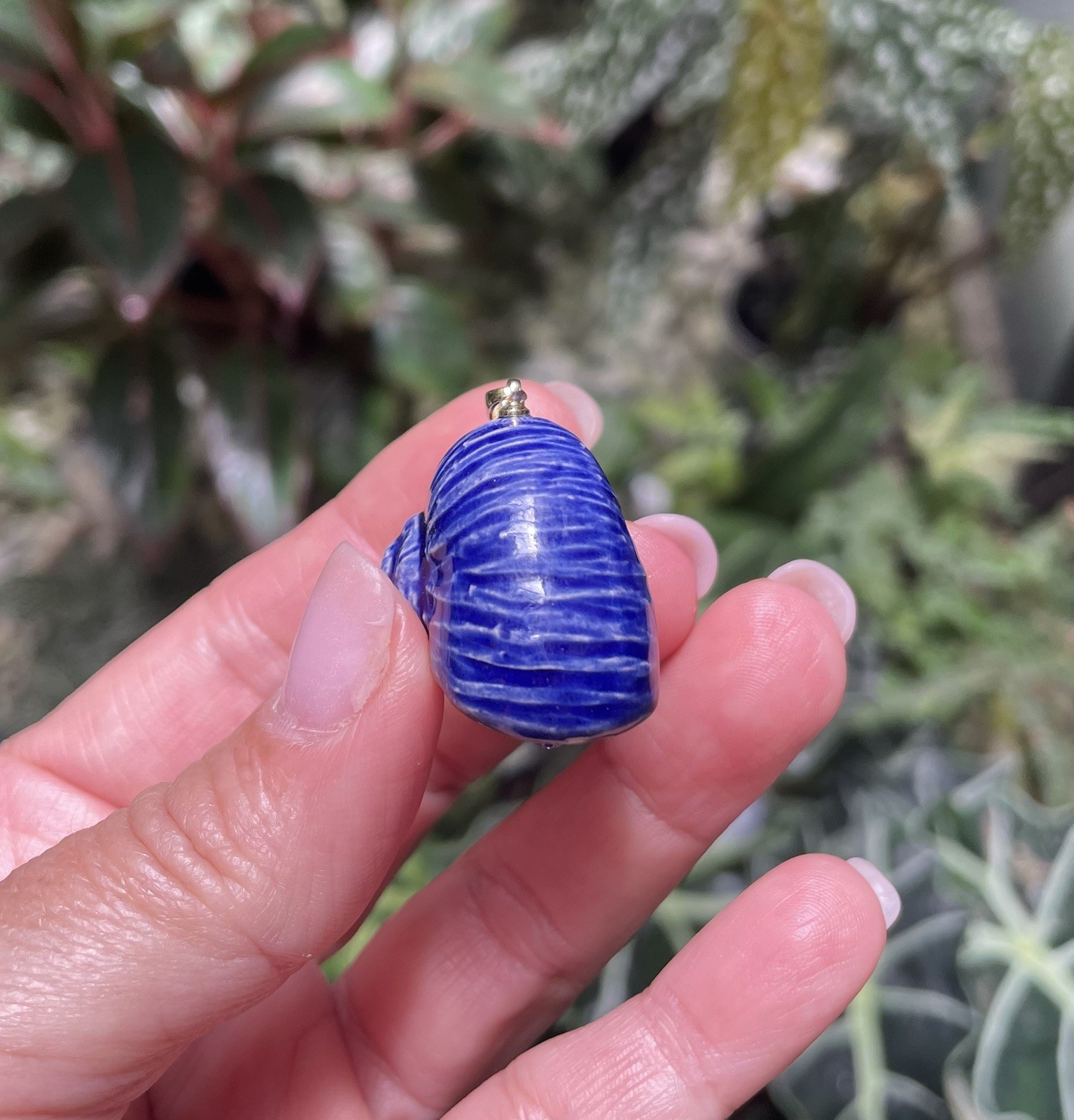 Handmade Ceramic Pendant Jewelry. Unique piece. Indigo