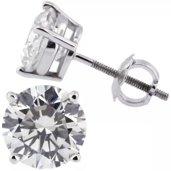 Stud Earrings Classic Solid 14K White Gold 0.70 CT Round Natural Diamond H SI2