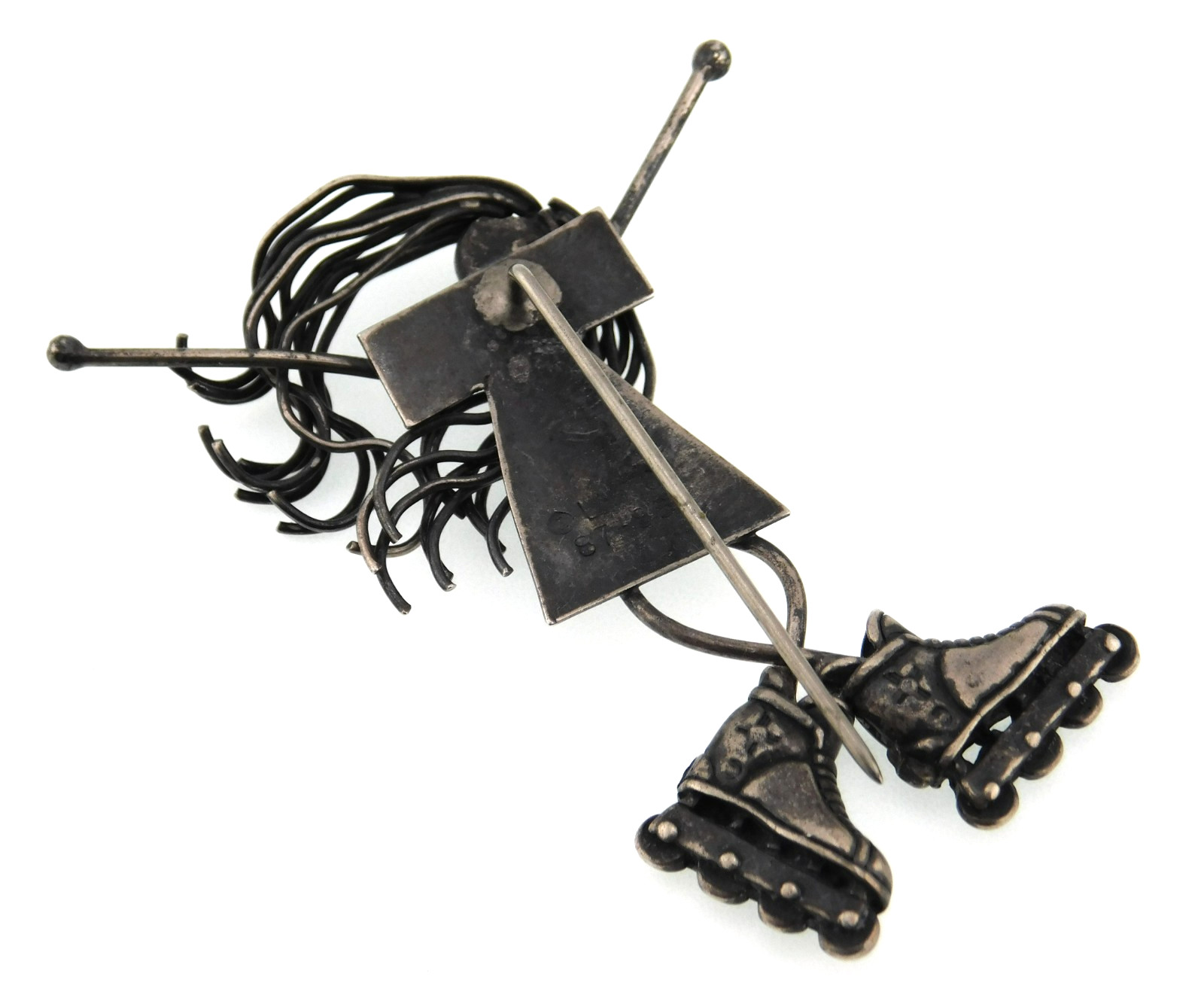 LHTC Long Hungry Trading Co Jeff Storey 925 Sterling Silver Roller Skater Brooch