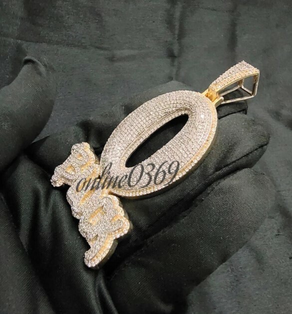 Men’s O Block Custom Layer Letter Pendant in VS SI Lab Grown Diamond 925 Silver