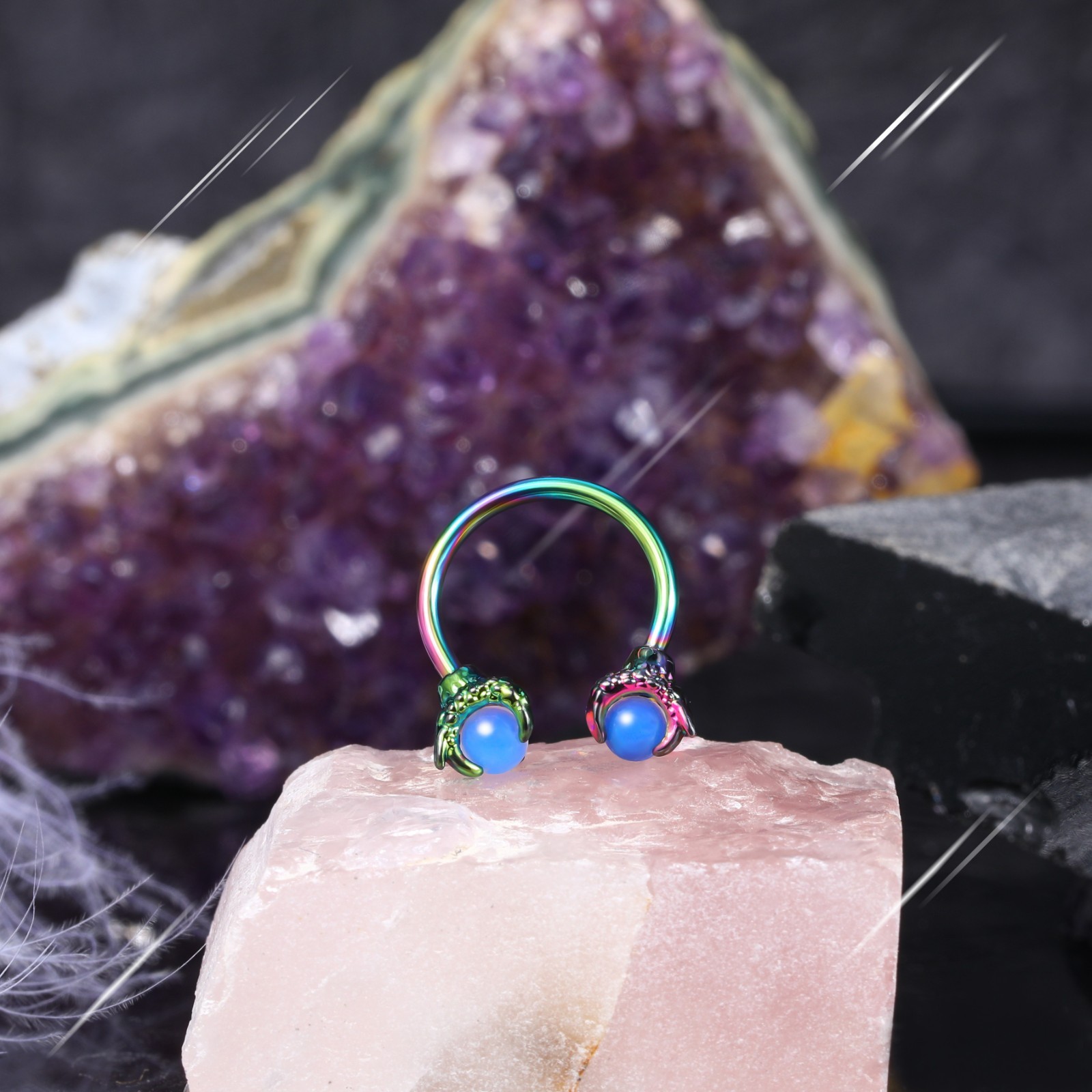 16G 316L Surgical Steel Circular Piercing Septum Ring Earring Weight Horse Shoes