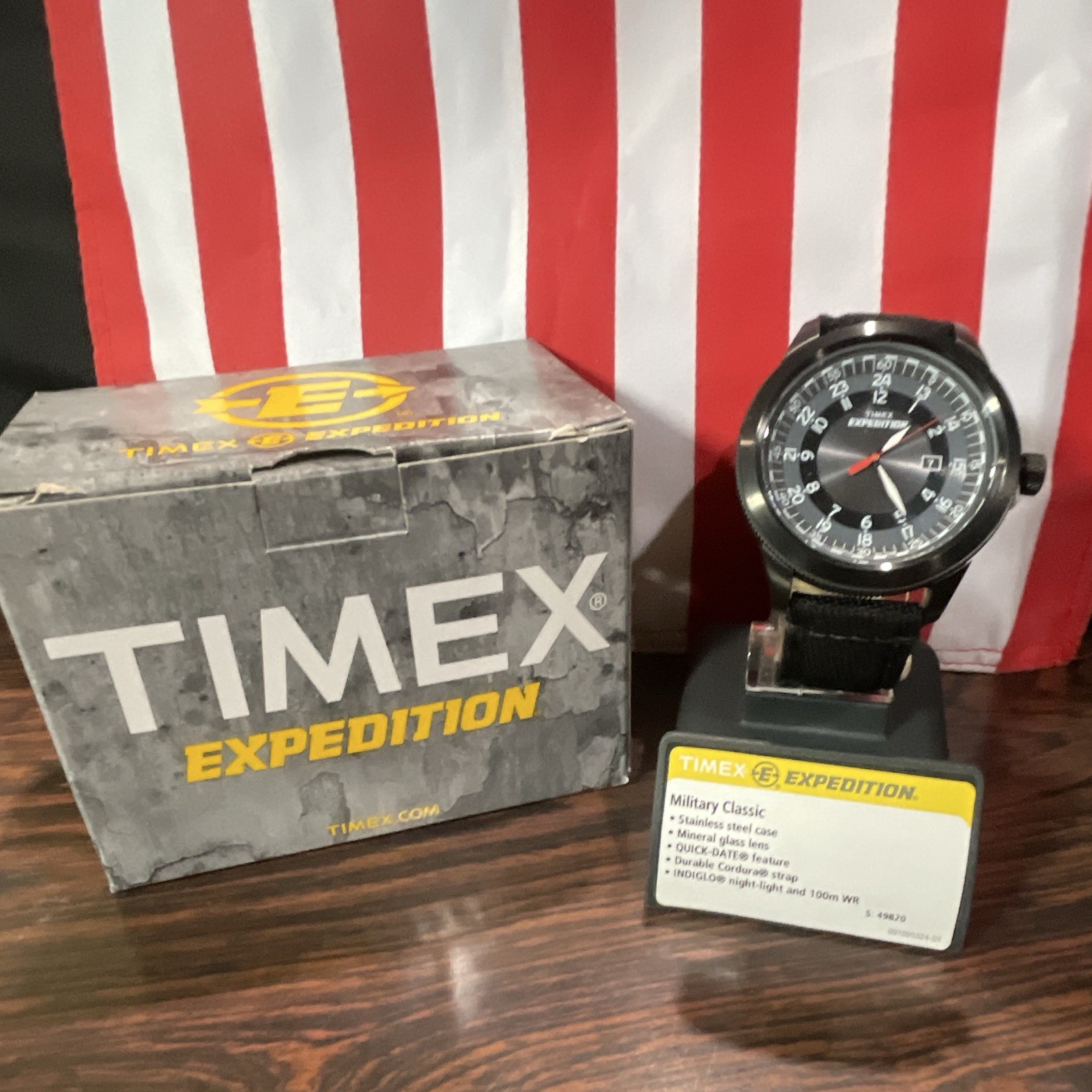 Timex Expedition Military Classic Men’s Quartz Black Dial Date 100m Nylon Box