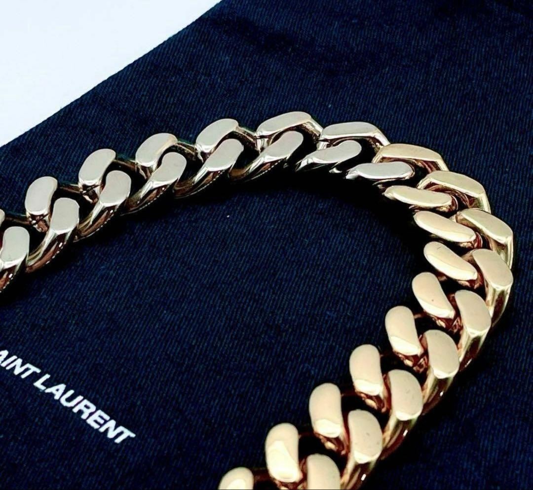 SAINT LAURENT Metal Curb Chain Necklace color Gold Silver Length 40cm unisex