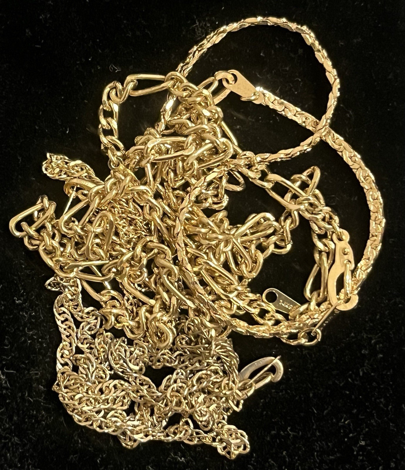 14KT GP Jewelry (2 Necklaces & 3 Bracelets) Wearable – .77 oz / 23.8 Grams
