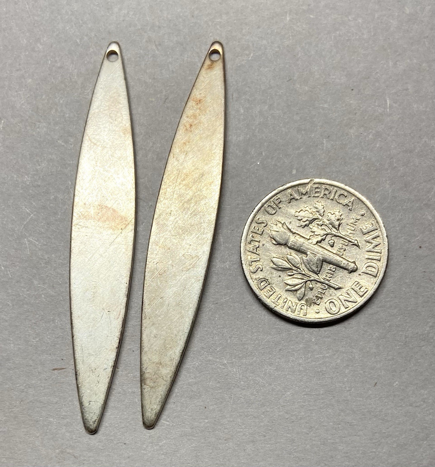 8x Vtg. Guilloche Enamel Sterling Silver- 2″ long double pointed charm- Yellow