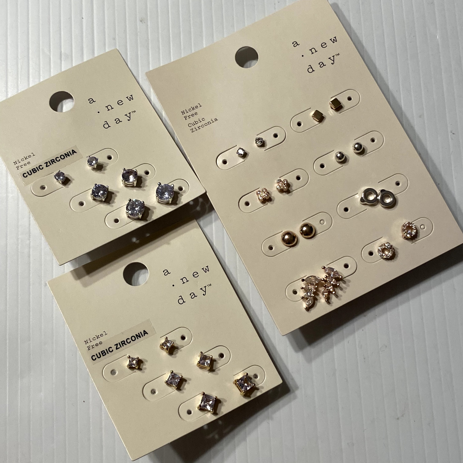 14 Pairs A New Day Nickel Free Cubic Zirconia Stud Earrings Fashion Jewelry