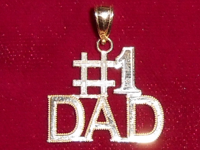14kt Yellow Gold #1 Dad Charm Pendant Free Gift Box Included
