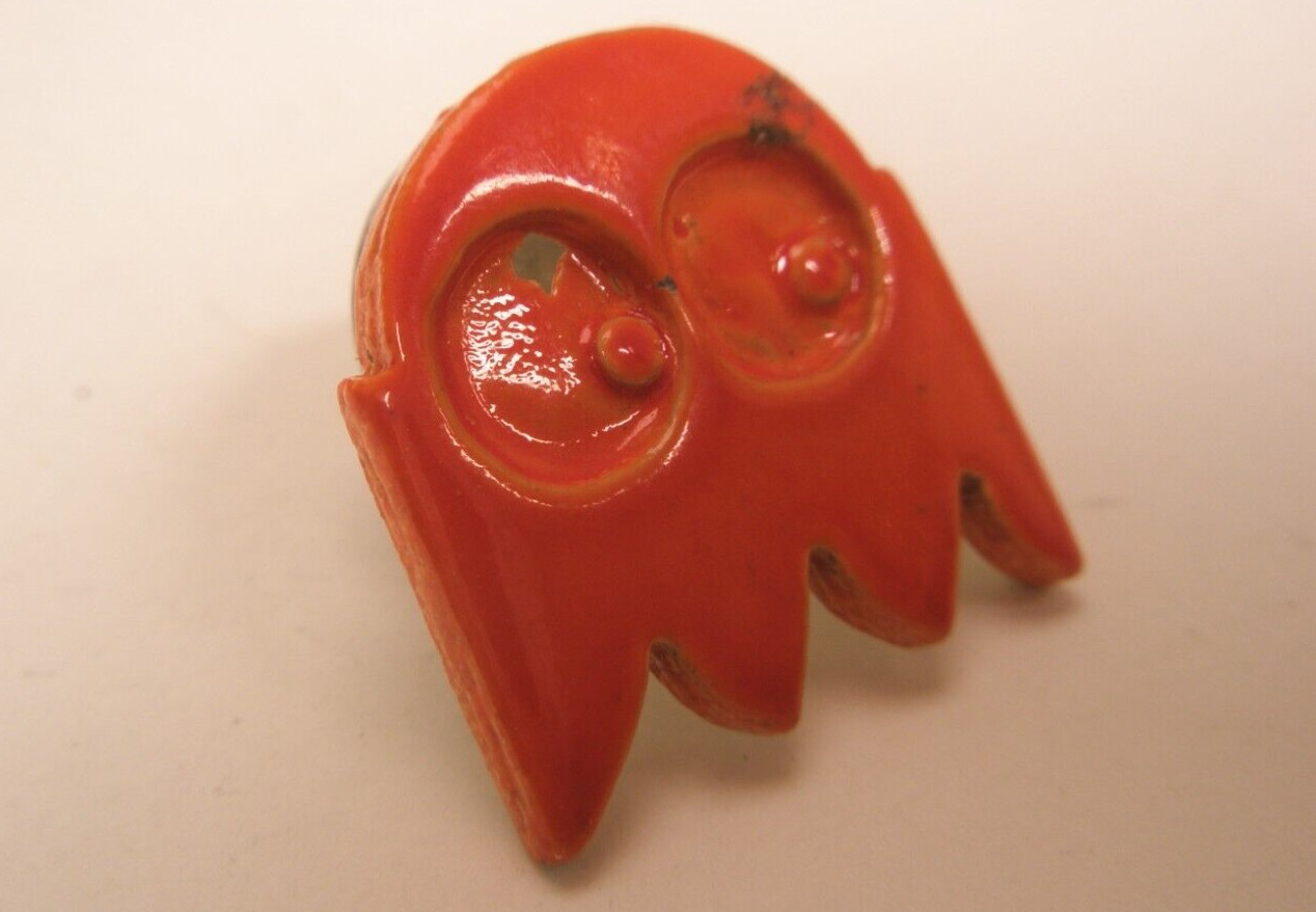 Pacman Ghost Orange CERAMIC Vintage Tie Tack Lapel/Hat Pin video games m49