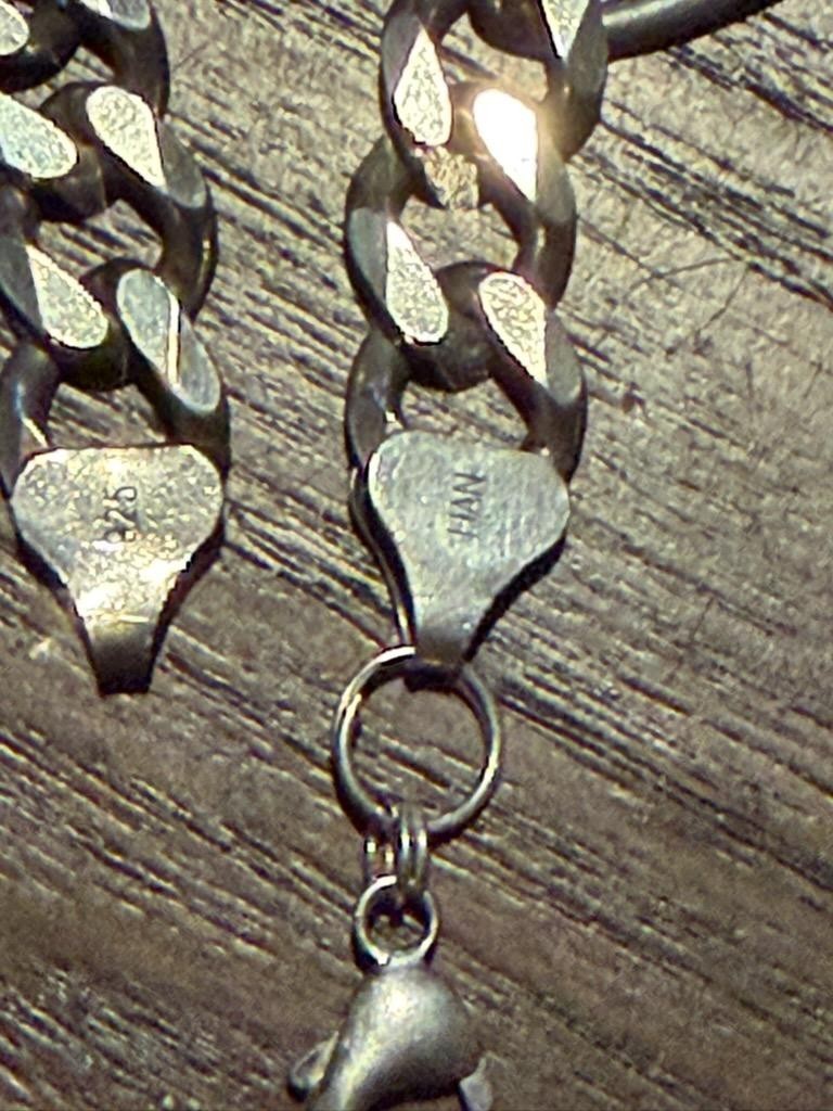 82g Solid Sterling Silver 925 Figaro Curb Chain Necklace 22.5” Vintage