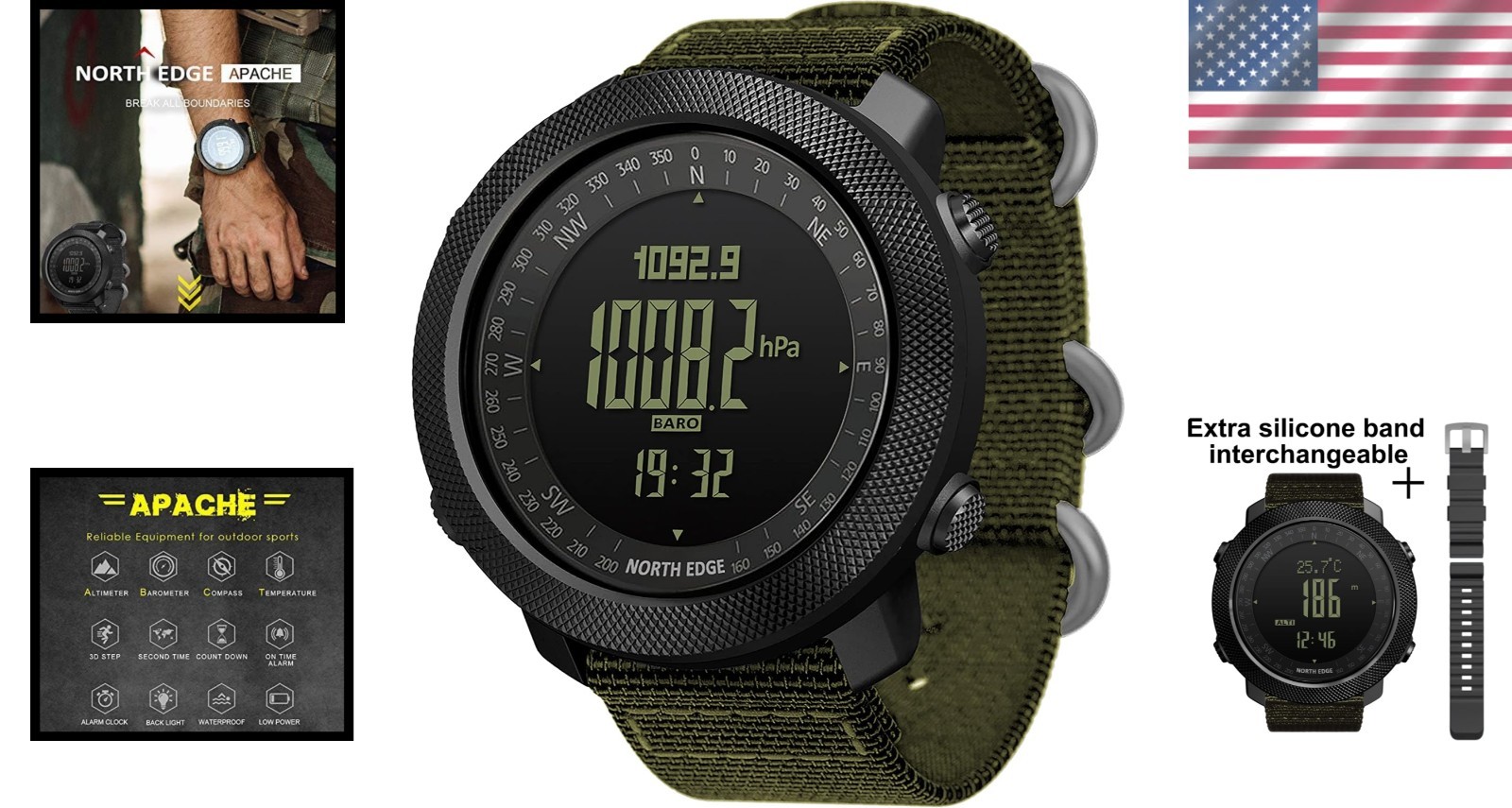Apache Tactical Digital Sports Watch for Men – Waterproof, Pedometer, Calorie…