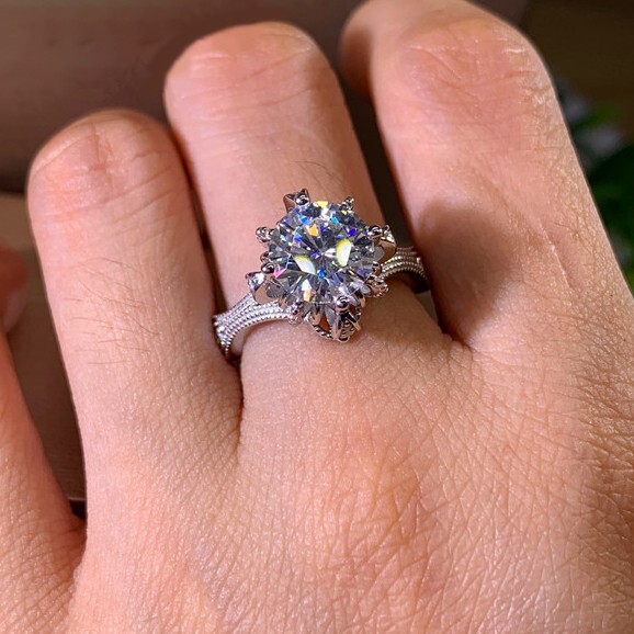 Authentic Vintage Style Engagement Ring 2.11 Ct CZ Beautiful Ring Silver Plated