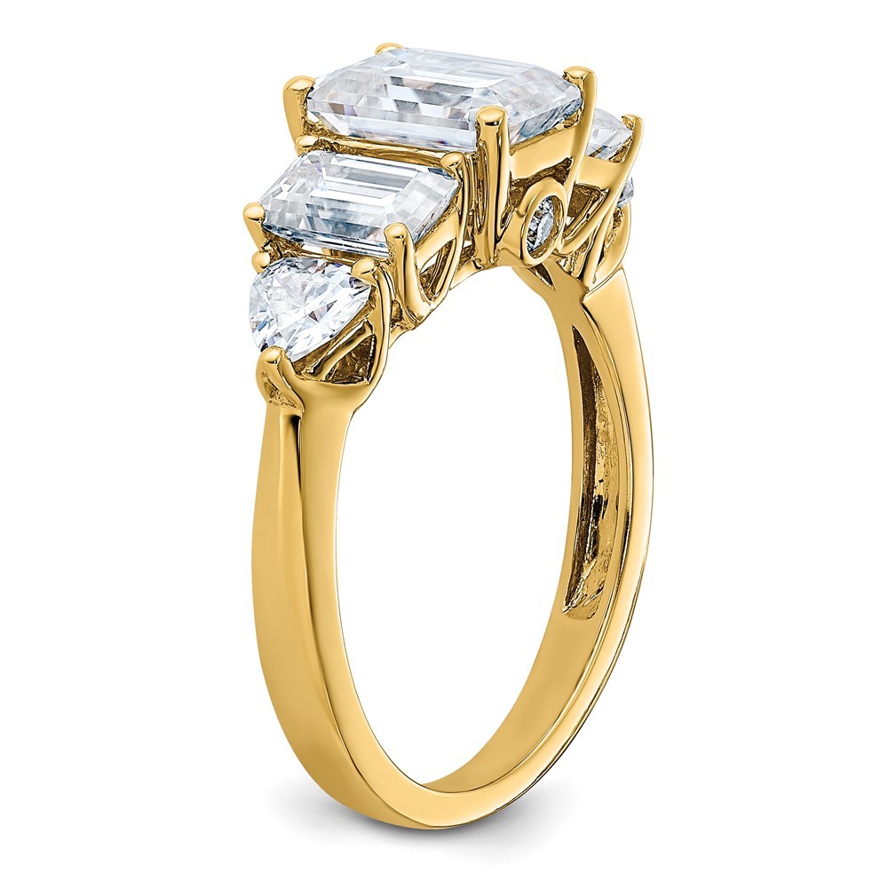 14k Yellow Gold 3 3/8ct. Emerald Cut D E F Moissanite Engagement Ring Size 7