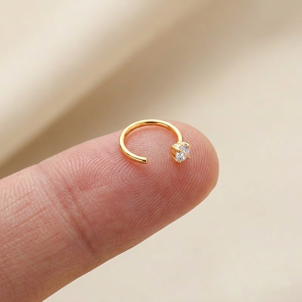 CZ Open Hoop Earrings Small Gold Cartilage Helix Hoop Earrings for Women