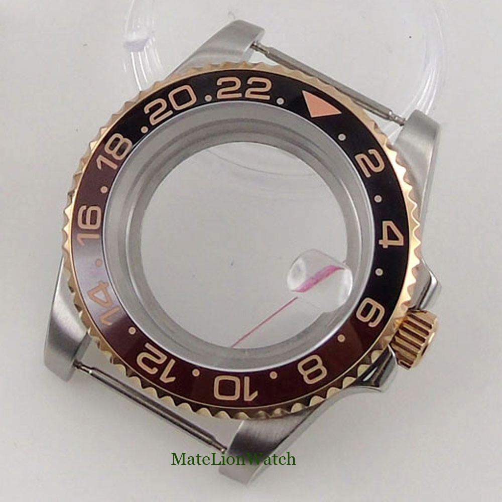 40mm Rose Gold Sapphire Watch Case Fit NH35 Miyota8215 DG2813 ETA2824 PT5000
