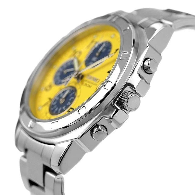 SEIKO SND409P1 Yellow Silver Band Analog Waterproof 5BAR Men’s Watch New in Box