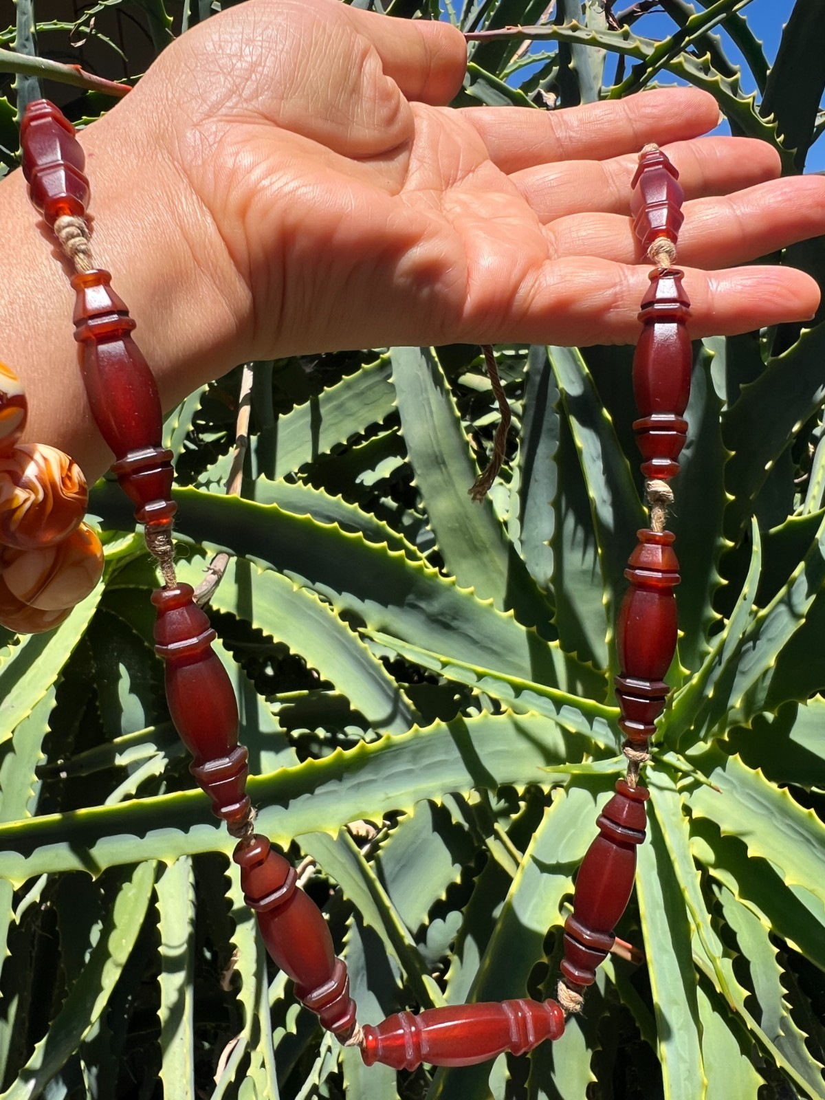 Natural Old Agate Vintage Tribal Bead Necklace | DIY Estate Jewelry Collectible