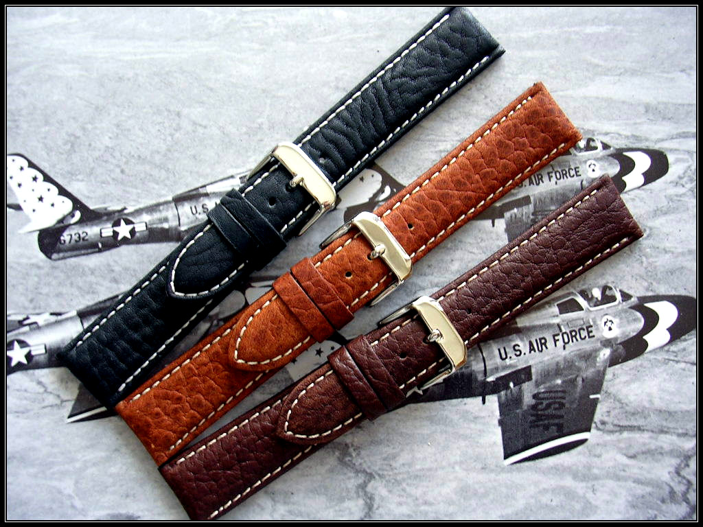 20mm Black Buffalo calf Military Sport watch band strap IW SUISSE 16 18 19 22 24