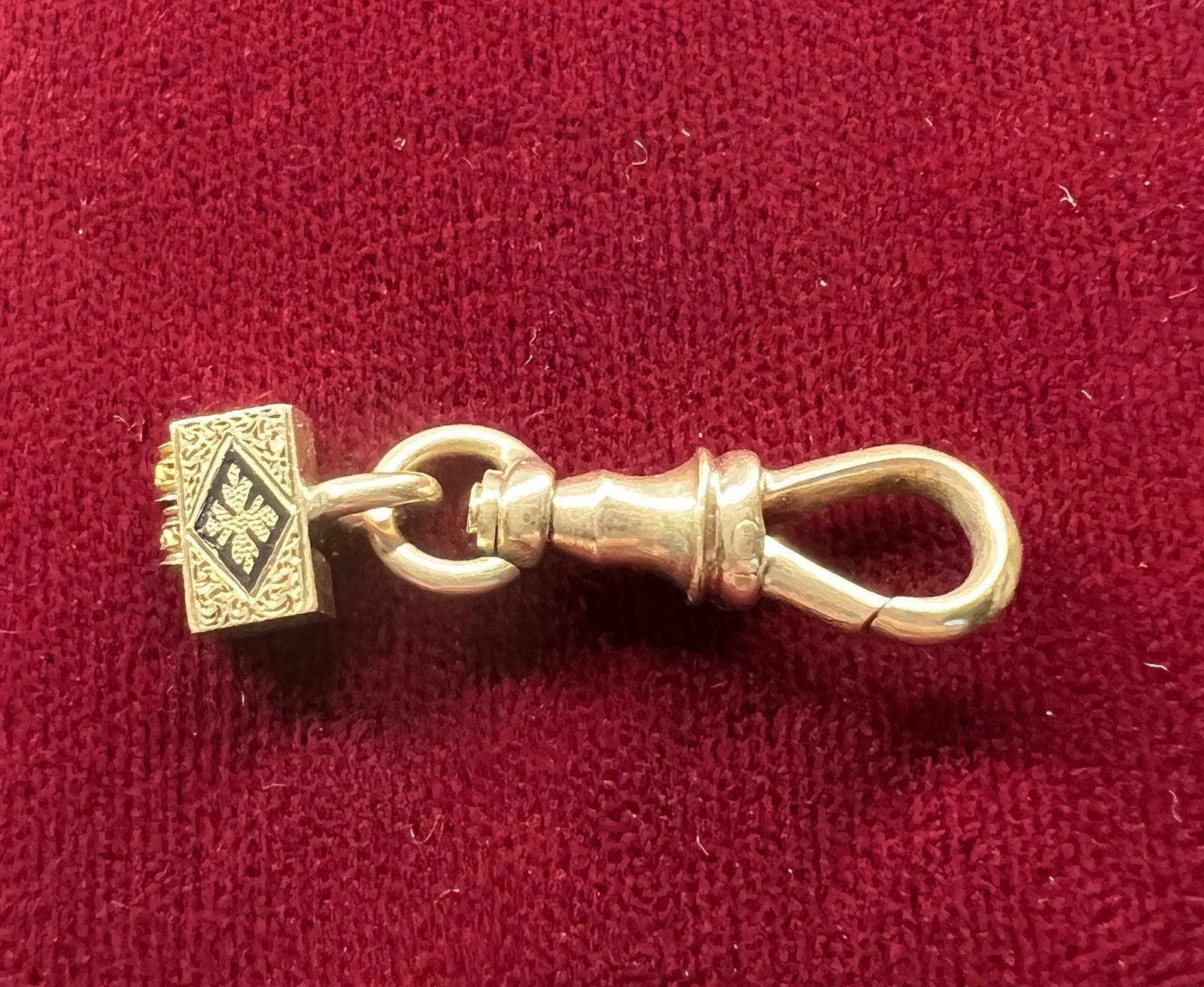 Victorian Antique 14k Yellow Gold Dog Clip Clasp w/Taille d’Epargne finding