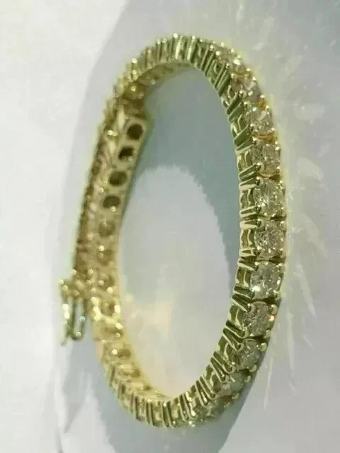 8Ct Round Cut White Moissanite Women’s Tennis Bracelet 14k Yellow Gold Plated