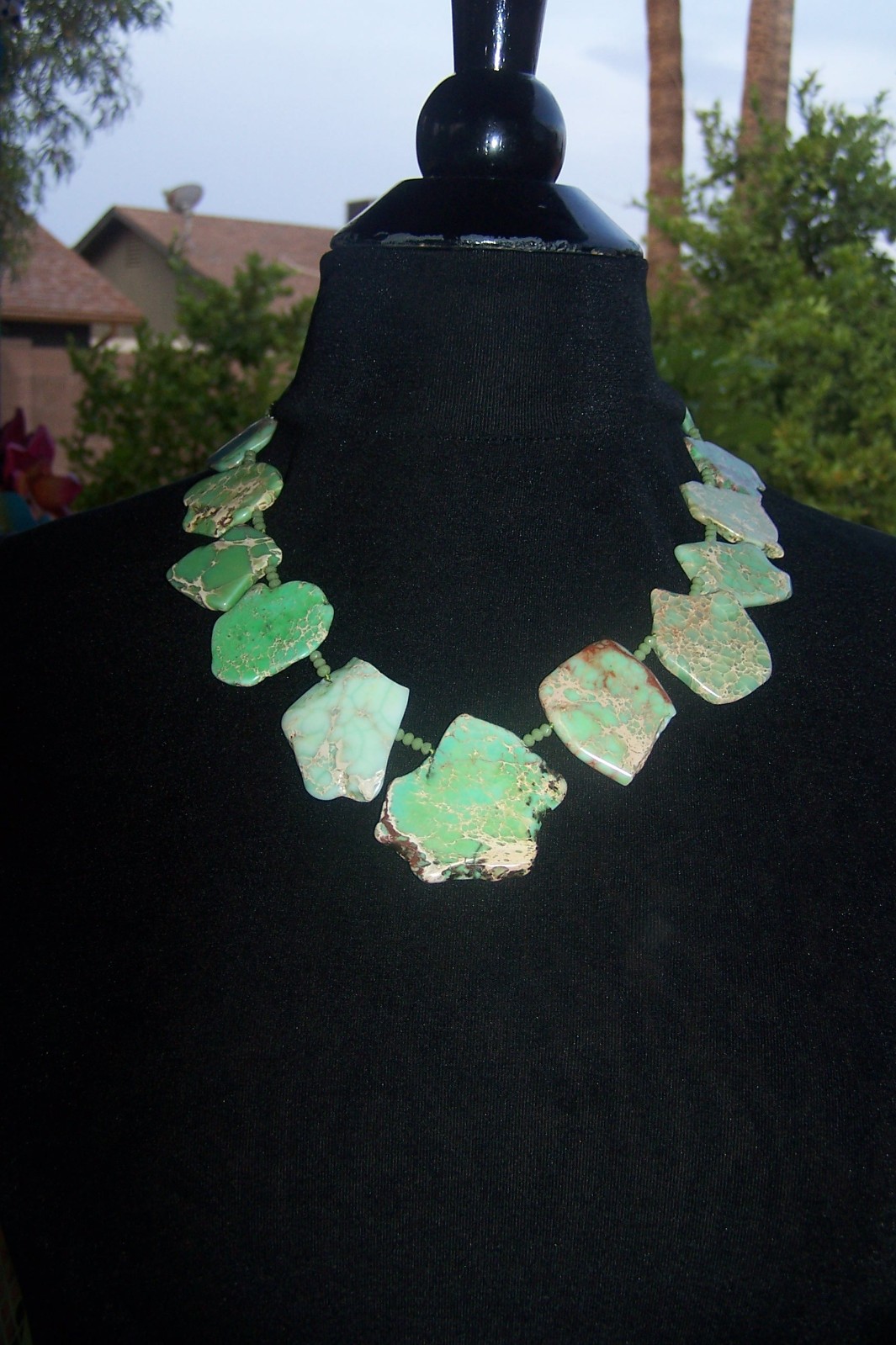 NWT LUC Lucas Lameth Sterling Silver Light Apple Green Jasper Slab Necklace