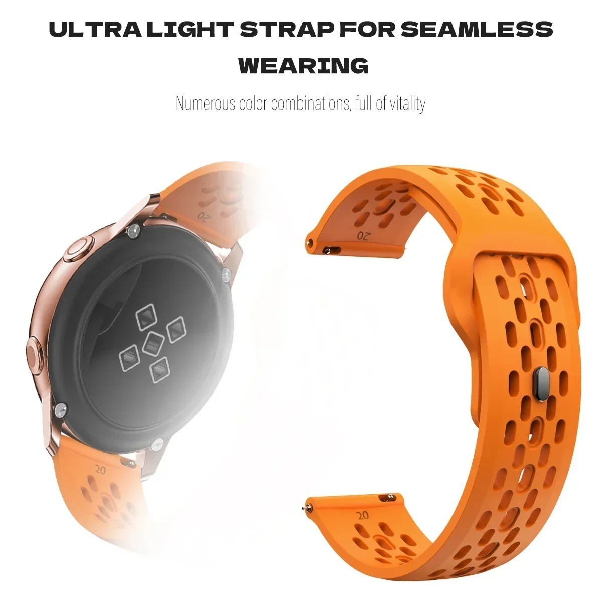 Silicone Sport Watch Strap 18/20/22mm Breathable Wrist Band for Watches