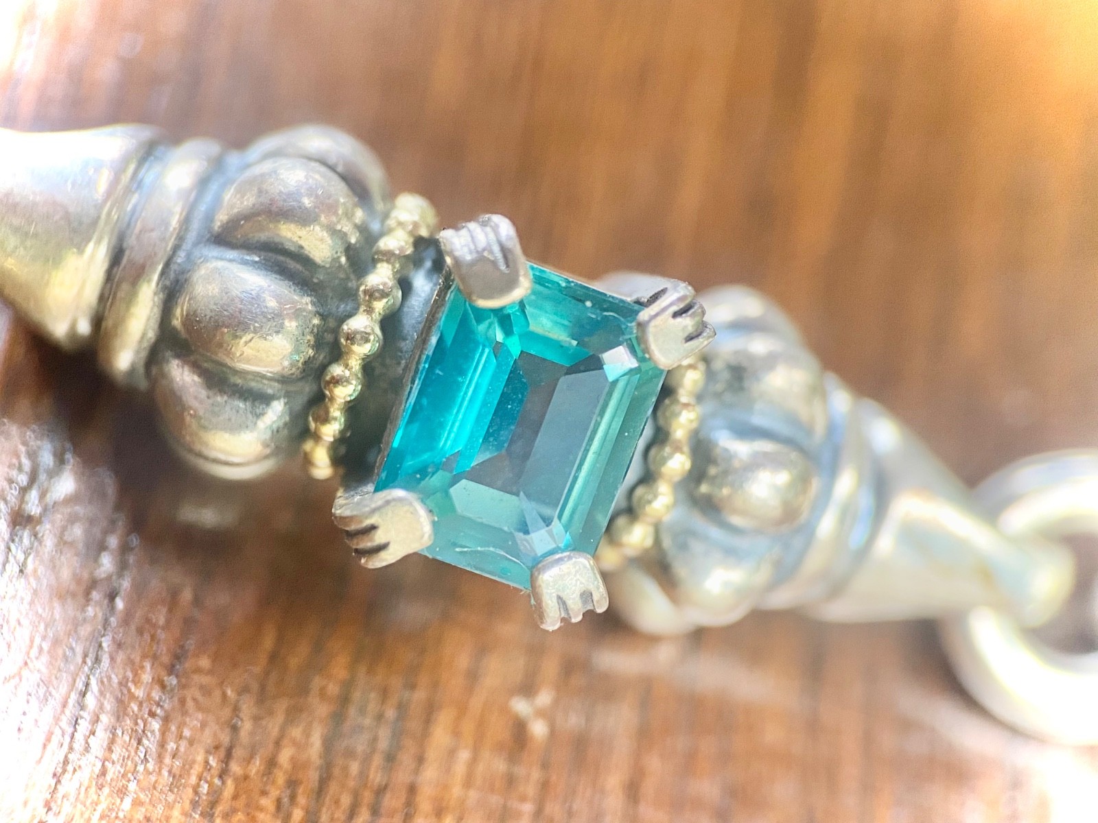 LAGOS CAVIAR Blue Topaz Sterling Silver 18k Gold Bracelet & Earrings Set