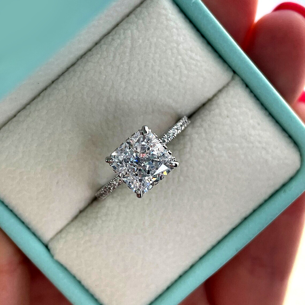 IGI Certified 4.40 Carat Princess Cut Lab Grown Diamond CVD Ring 14K White Gold