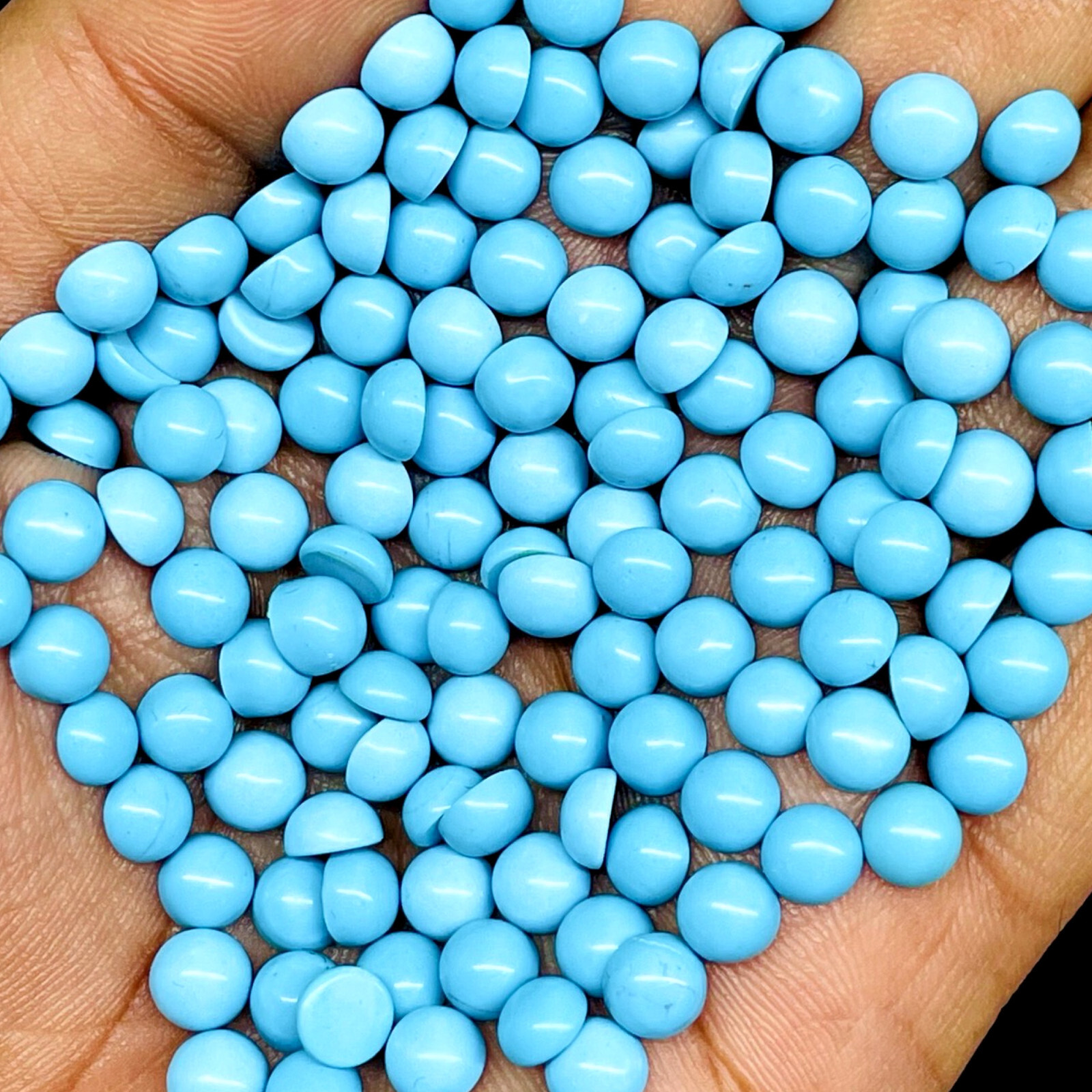 150 Pcs Natural Constituted Turquoise 6mm Round Cab Loose Gemstones Lot 105 Cts