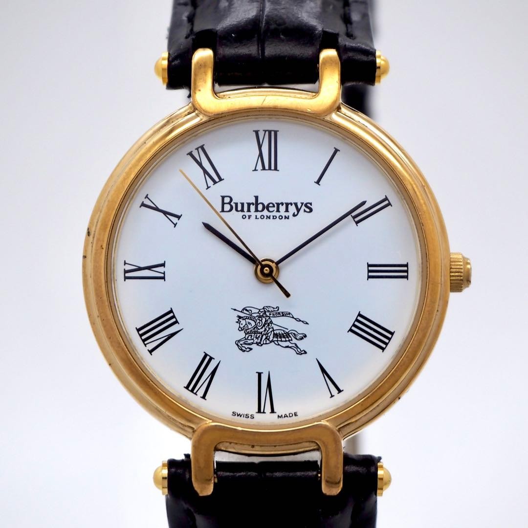 Burberry 3200 Men’s Quartz Watch Gold White Roman Dial Japan 0714639