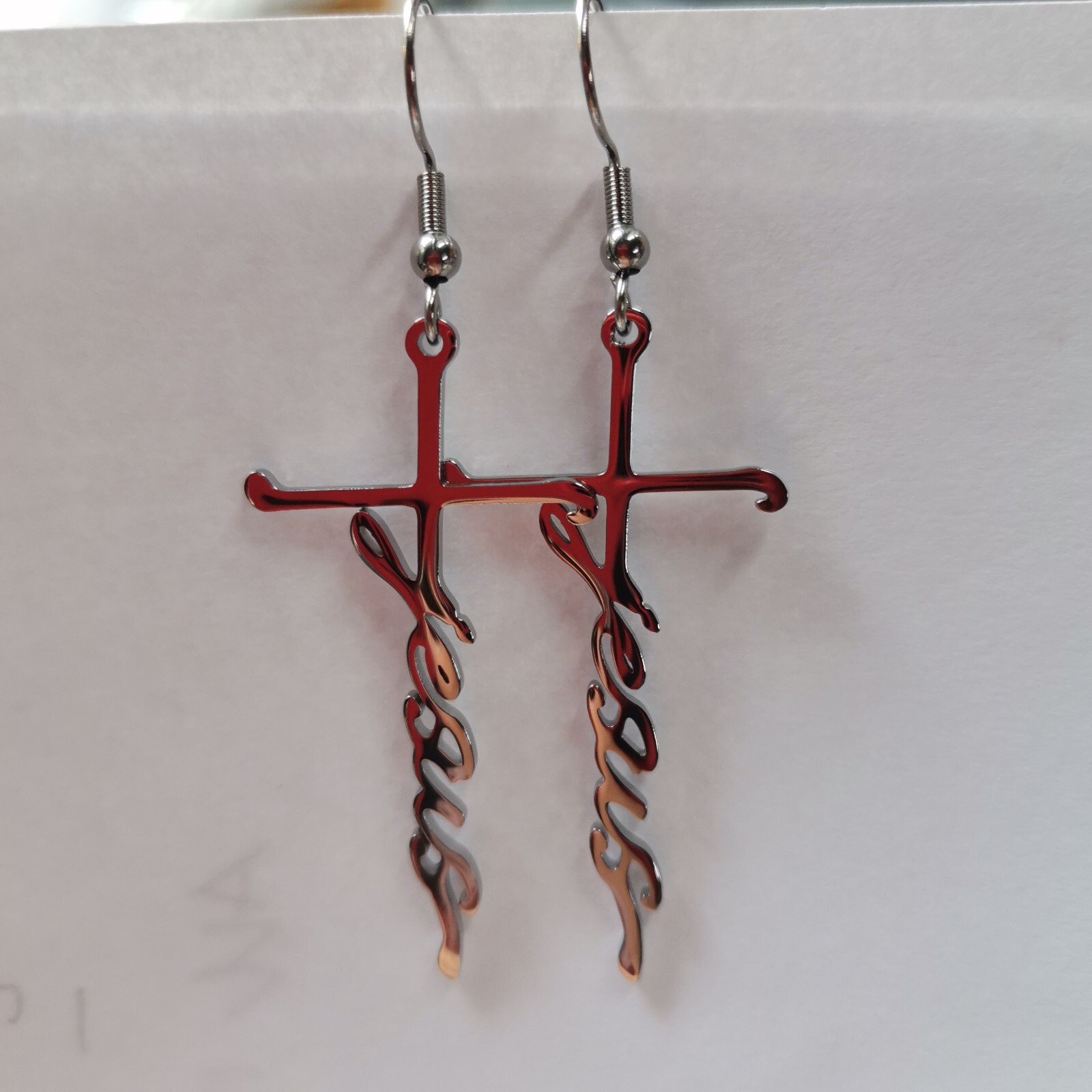 Silver Jesus Cross Earrings Christian Religious Jewelry Gift Faith Statement