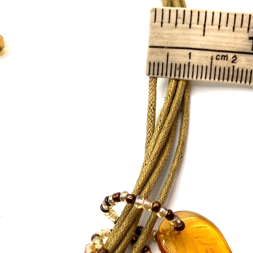 Glass dangle pendant necklace 46cm adjustable multi strand cord Boho vintage