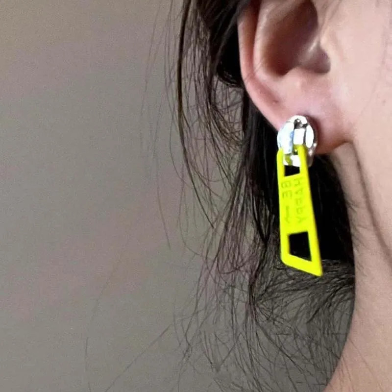 Design Zipper Head Stud Earrings for Women Men Hollow Out