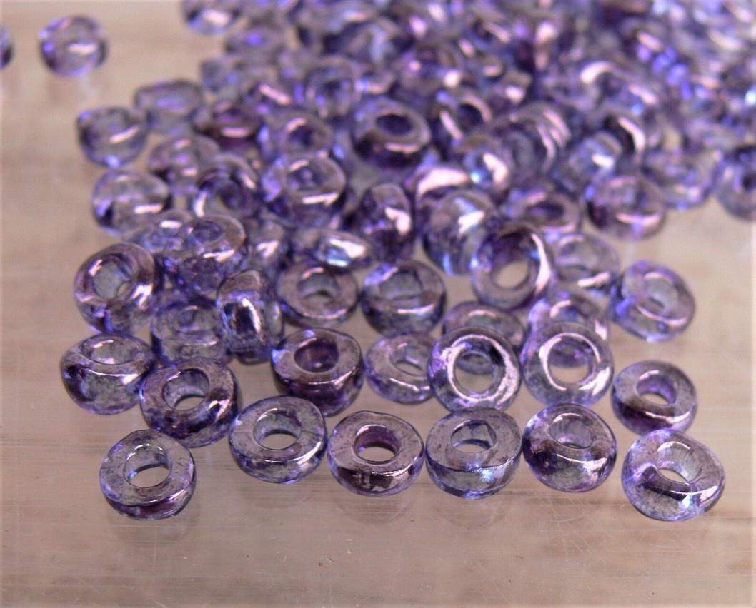 Purple Lumi Large Hole Flat Spacers 50 Pcs Czech Glass Beads