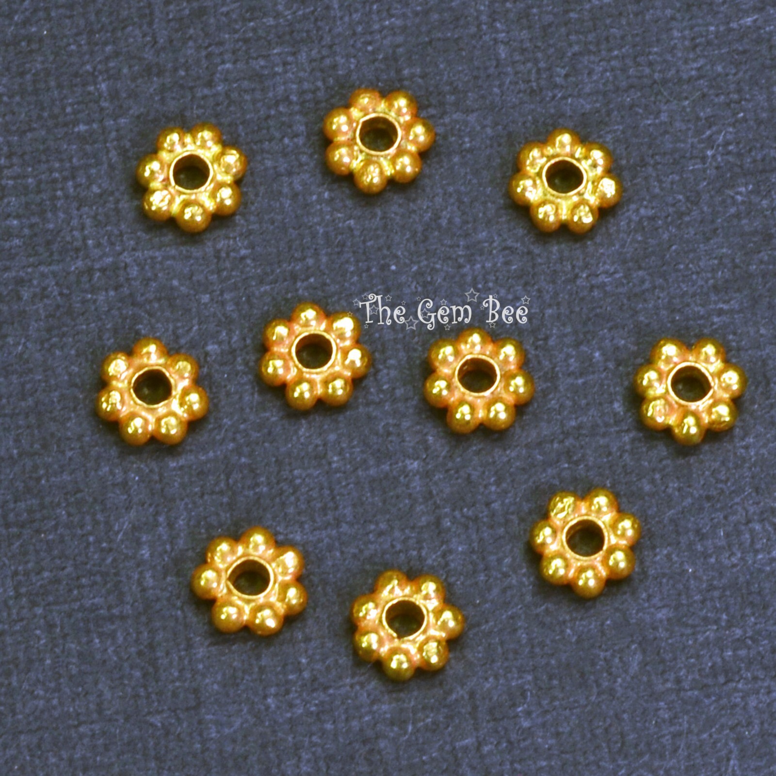 3.25mm 18k Solid Yellow Gold Daisy Spacer Findings (10)